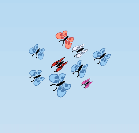 Butterfly flock in formation using Boids algorithm