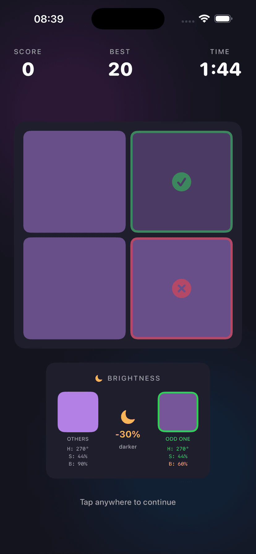 Shade Shift colour comparison