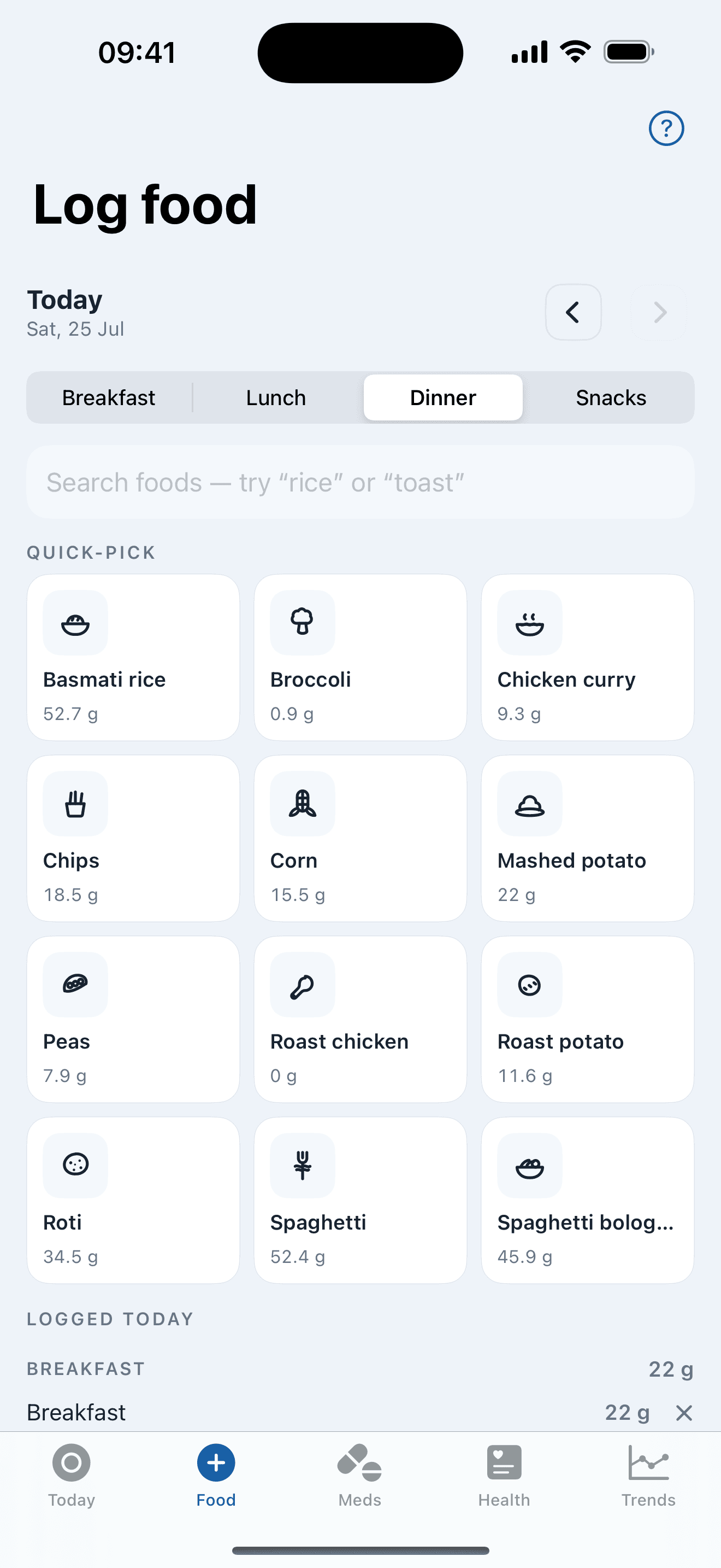 Log a Meal in Seconds