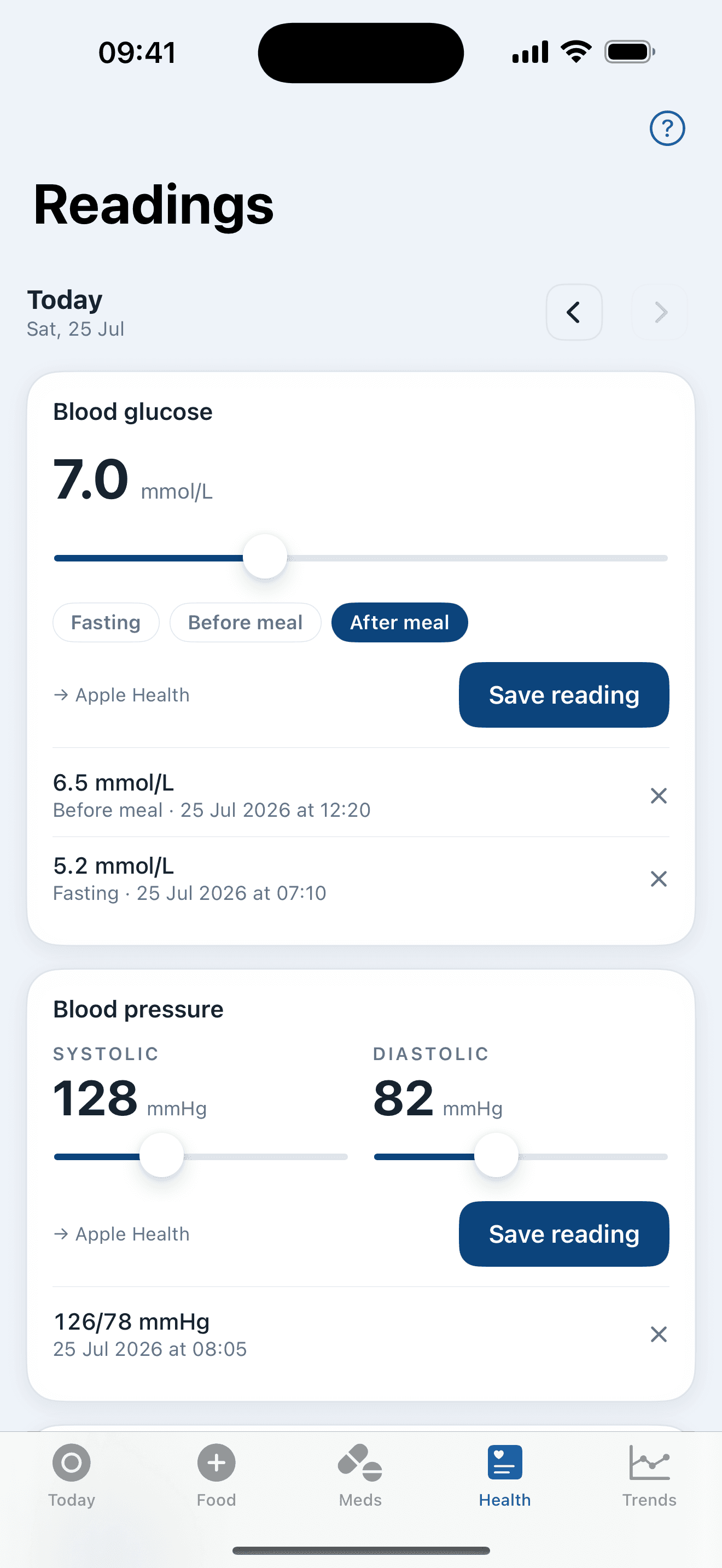 Readings into Apple Health